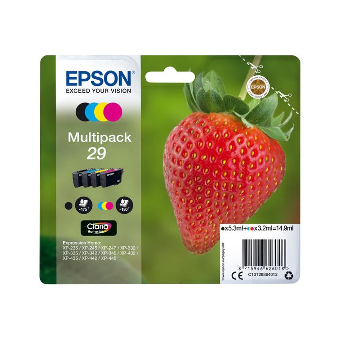 8715946626055-Epson 29 Fraise - Pack de 4 - noir, cyan, magenta, jaune - cartouche d'encre originale-Avant-1