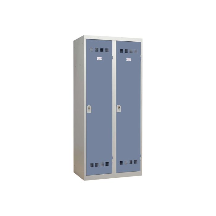 3219093114410-Vestiaire Industrie Salissante - 2 portes - 180 x 80 x 50 cm - gris/beu-Angle gauche-0