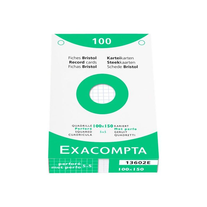 3130630136026-Exacompta - Pack de 100 fiches Bristol quadrillées - 10 x 15 cm - blanc-Avant-1