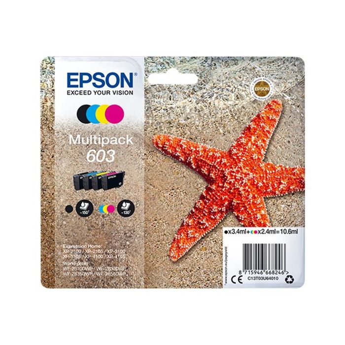 8715946668246-Epson 603 Etoile de mer - pack de 4 - noir, cyan, magenta, jaune - cartouche d'encre originale-Avant-2