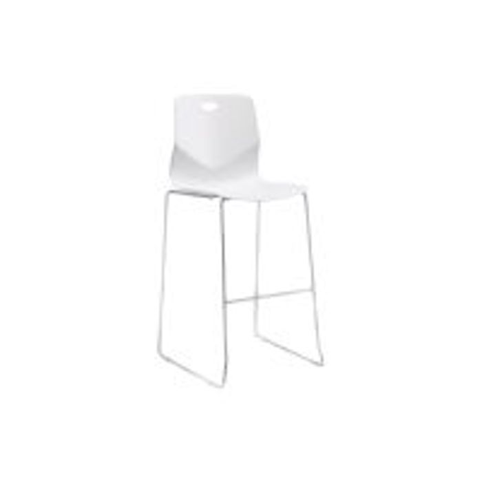 3760185020275-Tabouret TECSUP - Empilable - coque en polypropylène blanc - pieds chromés fenêtre-Angle gauche-0