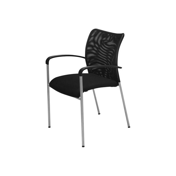 3700339877874-Chaise JULIA - avec accoudoirs - assise et dossier noir-Angle droit-1