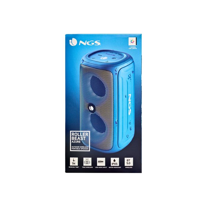 8435430622195-NGS Roller Beast - Mini enceinte sans fil - Bluetooth - 32 Watt - azur-Avant-7