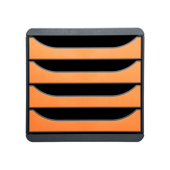 9002493420816-Exacompta BigBox - Module de classement 4 tiroirs - gris/orange-Avant-0
