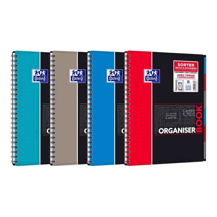 3020120056616-Oxford Etudiants - Cahier trieur Organiserbook A4+ (24 x 29,7 cm) - 180 pages - petits carreaux (5x5 mm) - disponib-Angle gauche-5