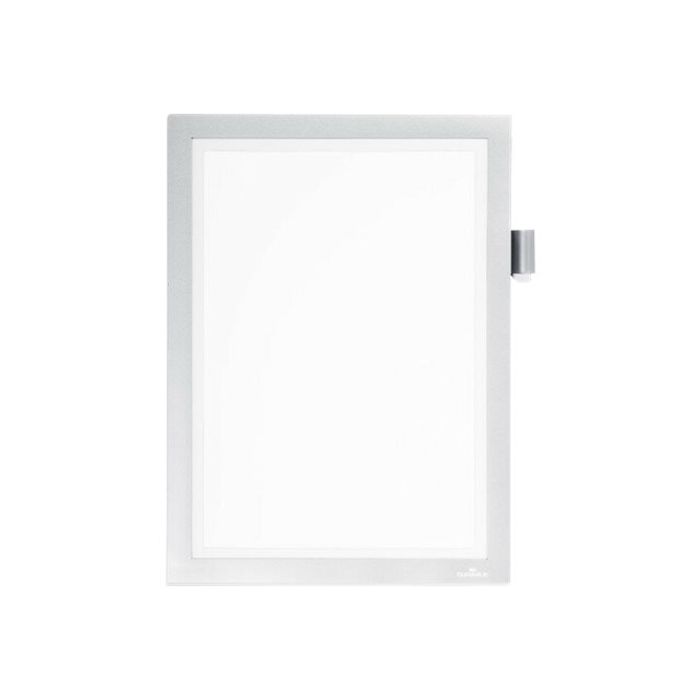 4005546407043-Durable Duraframe Note - Cadre d'affichage adhésif - A4 - argent - avec porte-stylo-Avant-0