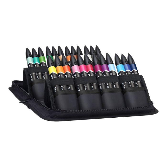 0884955063446-ProMarker brush - Trousse 24 marqueurs - double pointe - étudiant designer-Angle gauche-2