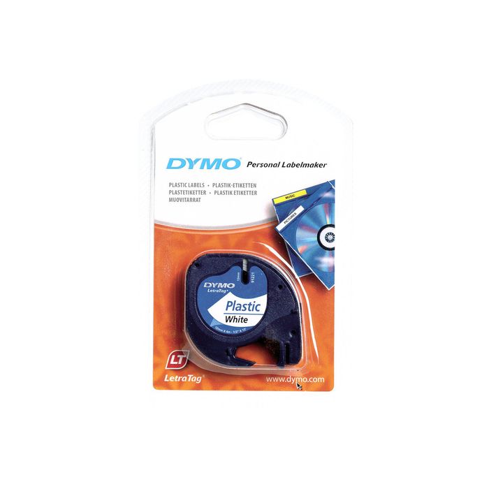 5411313912013-Dymo LetraTAG - Ruban d'étiquettes plastique auto-adhésives - 1 rouleau (12 mm x 4 m) - fond bla-Avant-0