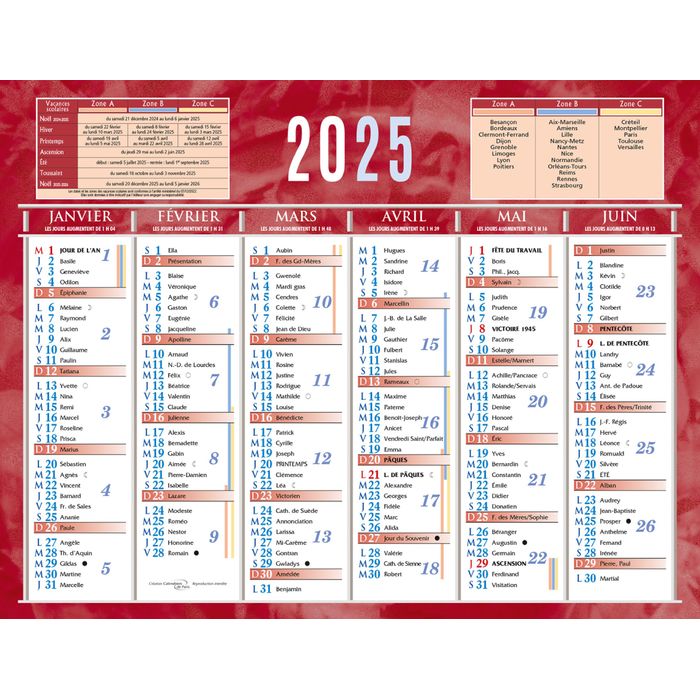 3592930022094-Calendrier bancaire année civile BOUCHUT "205 Rouge" 13,5 x 17,5 cm coloris rouge Pefc 70 %--0