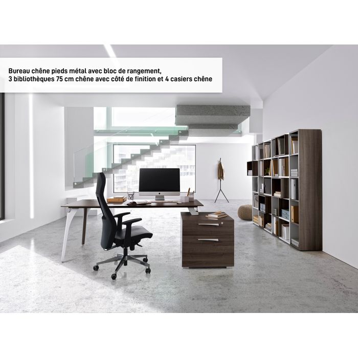 3483600600066-Bureau XENON - 190 cm - Pieds métal - Merisier italien--2