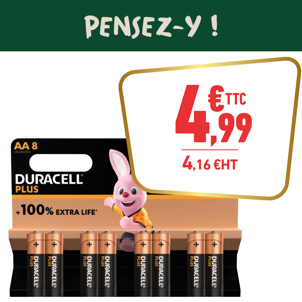 8 PILES DURACELL PLUS 100% AA