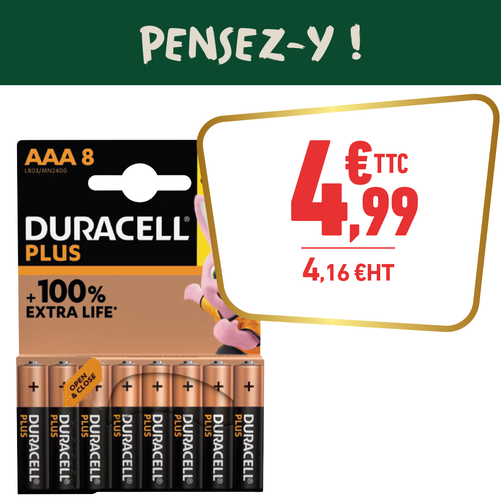 8 PILES DURACELL PLUS 100% AAA