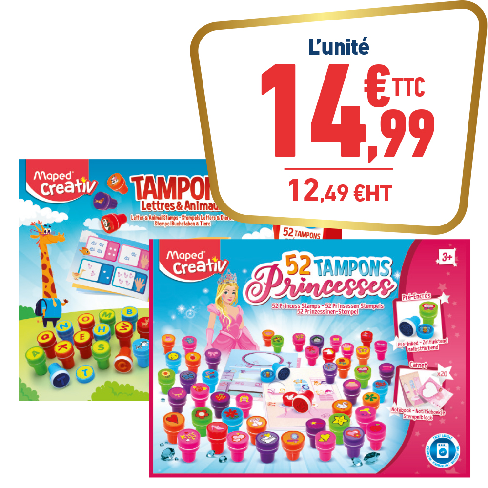 COFFRET CRÉATIF 52 TAMPONS PRÉ-ENCRES