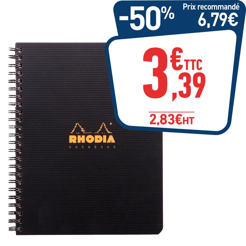 CAHIER RHODIACTIVE PP RECYCLE A5+ 160 PAGES - 90GR PETITS CARRREAUX