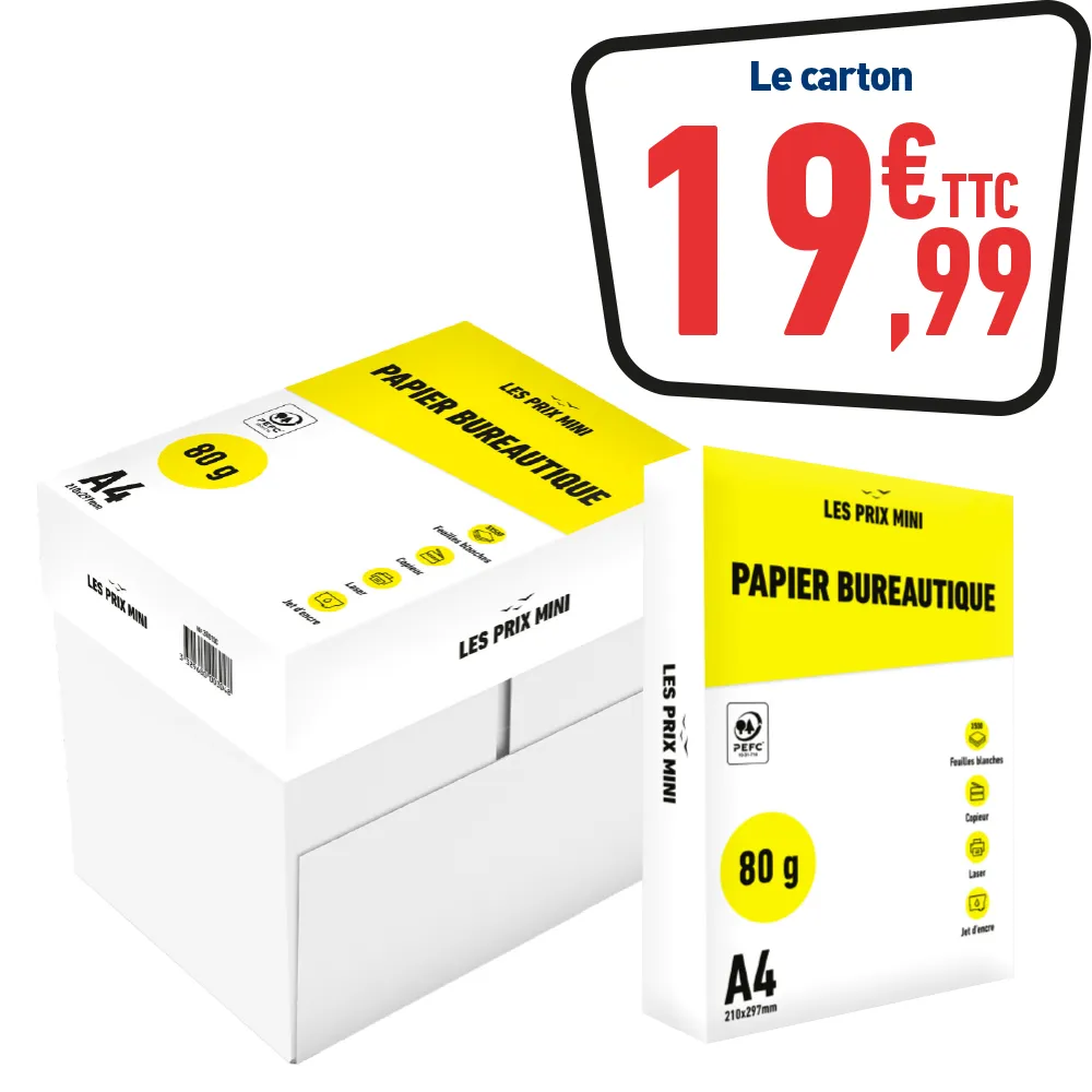 CARTON DE 5 RAMETTES DE 500 FEUILLES