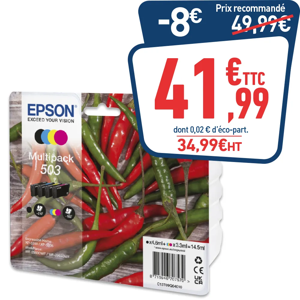 PACK DE 4 CARTOUCHES D’ENCRE EPSON 503 - PIMENTS