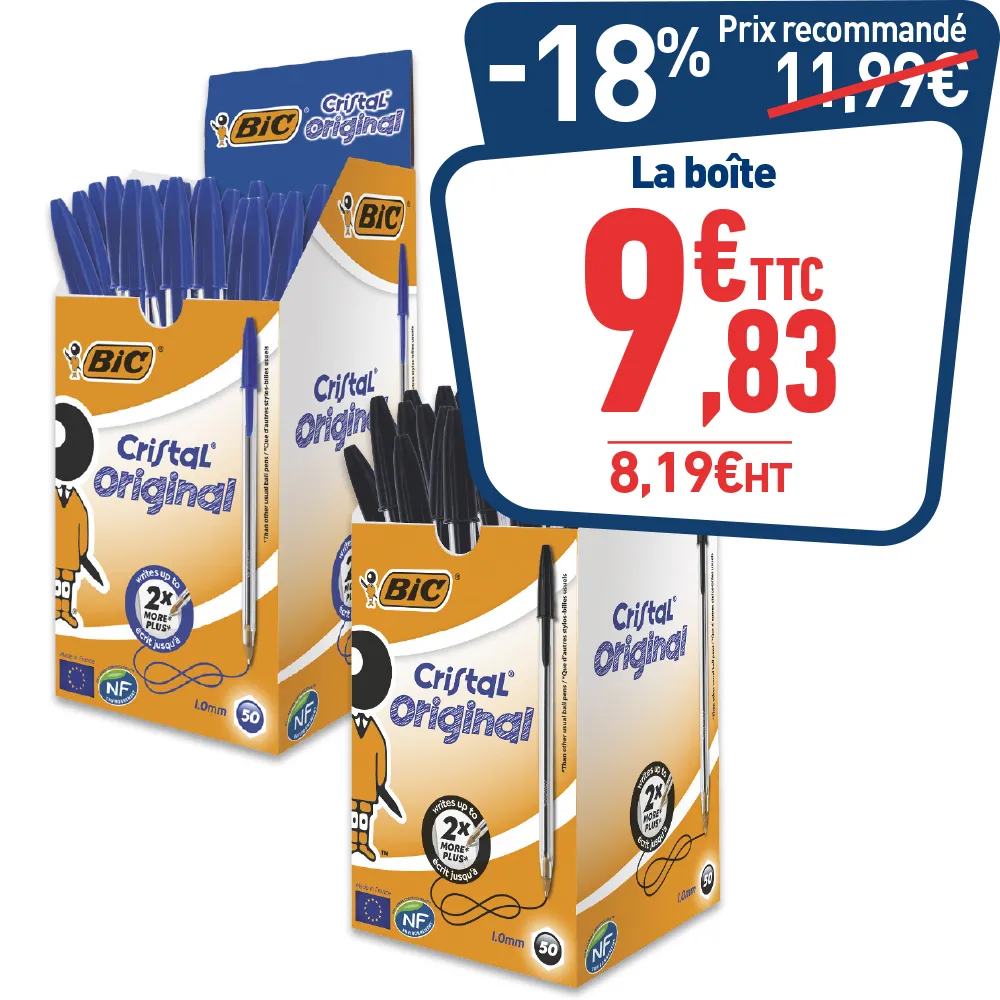 50 STYLOS BILLE BIC CRISTAL