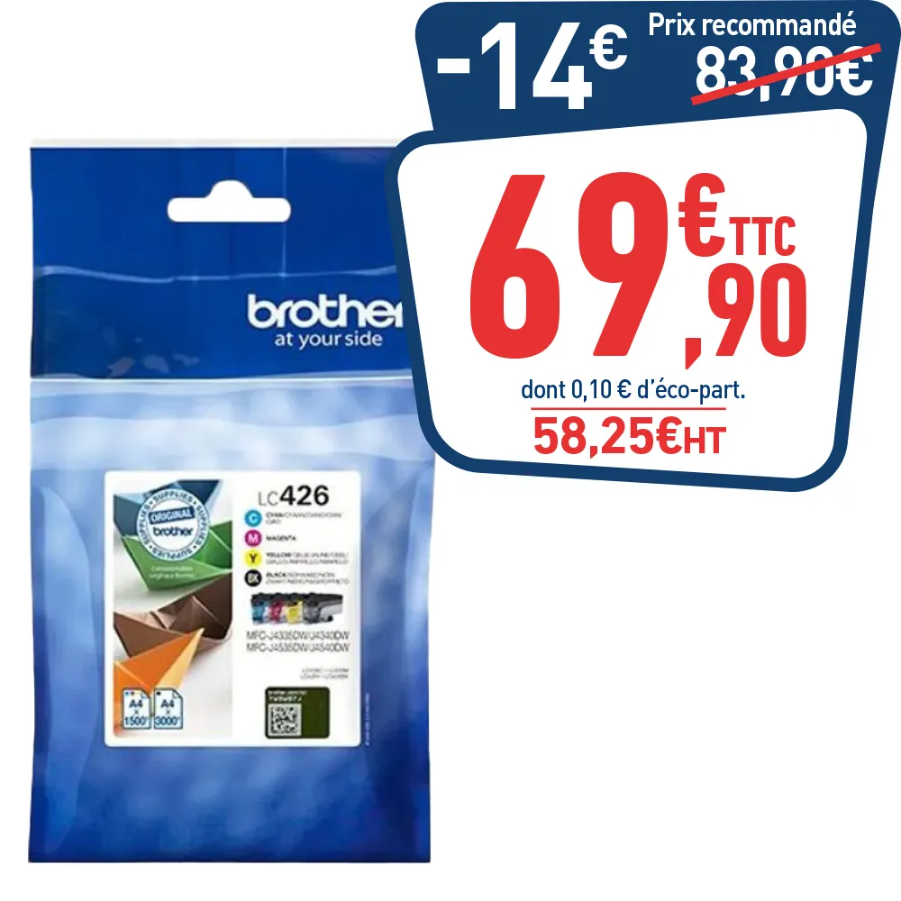 PACK DE 4 CARTOUCHES D’ENCRE BROTHER LC426